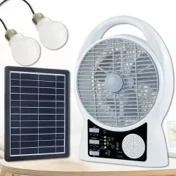 Портативный вентилятор Solar с USB и Bluetooth: MP3, FM-радио, LED-подсветка, 2 скорости, 5500 мАч аккумулято thumbnail