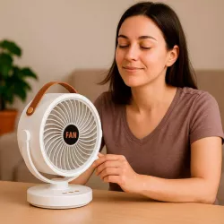 Аккумуляторный мини-вентилятор Mini Fan - 3 скорости, LED-подсветка, USB-зарядка, 8 часов работы thumbnail