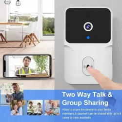 Беспроводной дверной звонок с камерой и WiFi - Двусторонняя аудиосвязь, ночное видение, облачное хранение, простая установка thumbnail