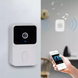 Беспроводной дверной звонок с камерой и WiFi - Двусторонняя аудиосвязь, ночное видение, облачное хранение, простая установка thumbnail