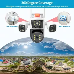 Уличная IP-камера наблюдения 4G Yoosee - 3 линзы, 12МП, PTZ, 10-кратный зум, IP66, двустороннее аудио, ночное видение thumbnail