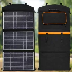 Складная солнечная панель 100W - 3 секции, USB зарядка, IP65 защита, портативная thumbnail