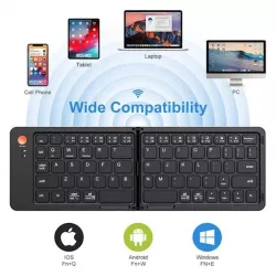 Складная беспроводная клавиатура BT HB 028 - Bluetooth 5.1, до 30 часов работы, подставка для телефона, совместимость iOS/Android/Windows thumbnail