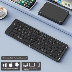Складная беспроводная клавиатура BT HB 028 - Bluetooth 5.1, до 30 часов работы, подставка для телефона, совместимость iOS/Android/Windows thumbnail