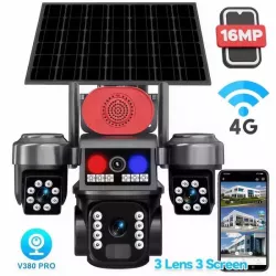 Камера видеонаблюдения 4G HI S9 - 3 объектива, солнечная панель, 16 МП, двухстороннее аудио, HIEASY поддержка thumbnail