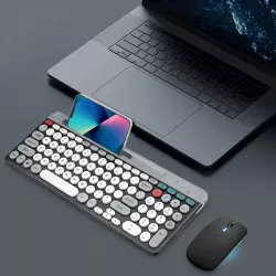 Беспроводной комплект клавиатура и мышь ZYG 806 - двухрежимное подключение (2,4 ГГц/Bluetooth), встроенный аккумулятор 300 мАч, слот для планшета thumbnail