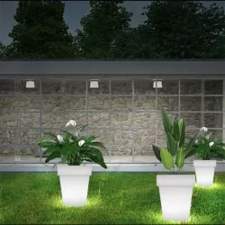 Солнечный цветочный горшок с LED подсветкой - Пластик, 4 светодиода, солнечная панель, 19 см высотой thumbnail