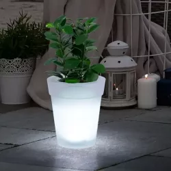 Солнечный цветочный горшок с LED подсветкой - Пластик, 4 светодиода, солнечная панель, 19 см высотой thumbnail