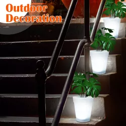 Солнечный цветочный горшок с LED подсветкой - Пластик, 4 светодиода, солнечная панель, 19 см высотой thumbnail