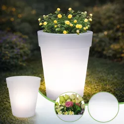 Солнечный цветочный горшок с LED подсветкой - Пластик, 4 светодиода, солнечная панель, 19 см высотой thumbnail