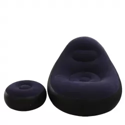 Надувной диван с пуфом Air Sofa - велюровое кресло, насос в комплекте, фиолетовый thumbnail