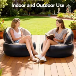 Надувное кресло AIR SOFA - велюровое, утолщенная конструкция, крепкий ПВХ, 80x80x67 см, бежевый thumbnail