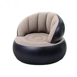 Надувное кресло AIR SOFA - велюровое, утолщенная конструкция, крепкий ПВХ, 80x80x67 см, бежевый thumbnail