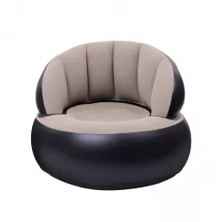 Надувное кресло AIR SOFA - велюровое, утолщенная конструкция, крепкий ПВХ, 80x80x67 см, бежевый thumbnail