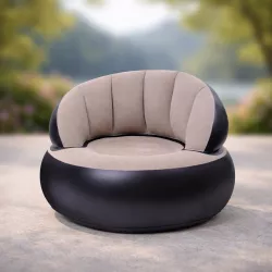 Надувное кресло AIR SOFA - велюровое, утолщенная конструкция, крепкий ПВХ, 80x80x67 см, бежевый thumbnail