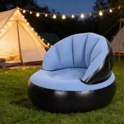 Надувное кресло Air Sofa - Велюровое, ПВХ, 80x80x67 см, Голубой thumbnail