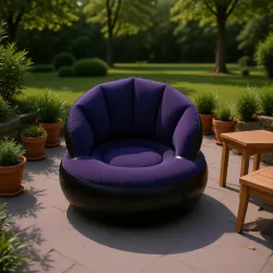 Надувное кресло AIR SOFA велюровое - 80x80x67 см, утолщенная конструкция, крепкий ПВХ, для дома и улицы thumbnail