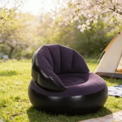 Надувное кресло AIR SOFA велюровое - 80x80x67 см, утолщенная конструкция, крепкий ПВХ, для дома и улицы thumbnail