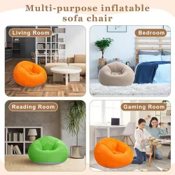 Надувное кресло-пуф Inflatable Sofa - флокированный ПВХ, выдерживает до 150 кг, 110×110×85 см, мягкое велюровое покрытие thumbnail