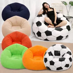 Надувное кресло-пуф Inflatable Sofa - флокированный ПВХ, выдерживает до 150 кг, 110×110×85 см, мягкое велюровое покрытие thumbnail