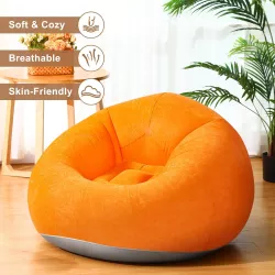 Надувное кресло-пуф Inflatable Sofa - 110x110x85 см, Флокированный ПВХ, Оранжевый, до 150 кг thumbnail
