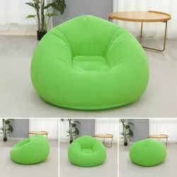 Надувное кресло-пуф Inflatable Sofa - 110x110x85 см, флокированный ПВХ, до 150 кг, зеленый thumbnail