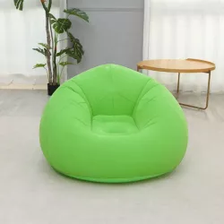 Надувное кресло-пуф Inflatable Sofa - 110x110x85 см, флокированный ПВХ, до 150 кг, зеленый thumbnail