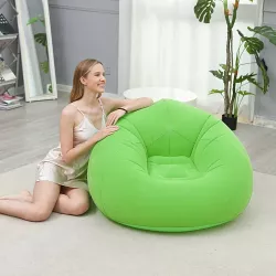 Надувное кресло-пуф Inflatable Sofa - 110x110x85 см, флокированный ПВХ, до 150 кг, зеленый thumbnail