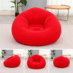 Надувное кресло-пуф Inflatable Sofa - 110x110x85 см, флокированный ПВХ, выдерживает до 150 кг, красный thumbnail