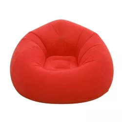 Надувное кресло-пуф Inflatable Sofa - 110x110x85 см, флокированный ПВХ, выдерживает до 150 кг, красный thumbnail
