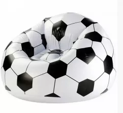 Надувное кресло-пуф Inflatable Sofa - 110x110x85 см, черно-белый, флокированный ПВХ, до 150 кг, для дома и природы thumbnail