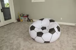 Надувное кресло-пуф Inflatable Sofa - 110x110x85 см, черно-белый, флокированный ПВХ, до 150 кг, для дома и природы thumbnail