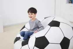 Надувное кресло-пуф Inflatable Sofa - 110x110x85 см, черно-белый, флокированный ПВХ, до 150 кг, для дома и природы thumbnail