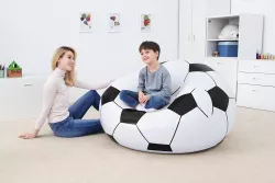 Надувное кресло-пуф Inflatable Sofa - 110x110x85 см, черно-белый, флокированный ПВХ, до 150 кг, для дома и природы thumbnail