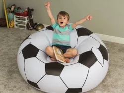 Надувное кресло-пуф Inflatable Sofa - 110x110x85 см, черно-белый, флокированный ПВХ, до 150 кг, для дома и природы thumbnail