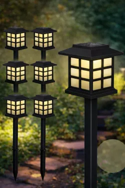Солнечные садовые светильники LED - 6 шт, датчик сумерек, IP44, 10-12 ч работы, Никель-металлгидридный аккумулято thumbnail