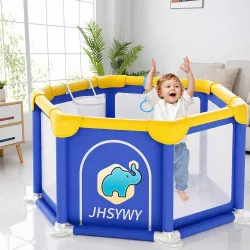 Детский игровой манеж 128×66×63 см - прочный каркас, сетчатые стенки, кольца для подтягивания thumbnail