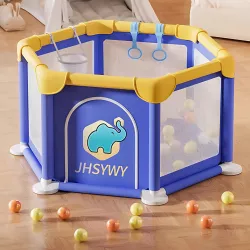 Детский игровой манеж 128×66×63 см - прочный каркас, сетчатые стенки, кольца для подтягивания thumbnail