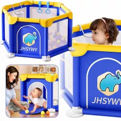 Детский игровой манеж 128×66×63 см - прочный каркас, сетчатые стенки, кольца для подтягивания thumbnail