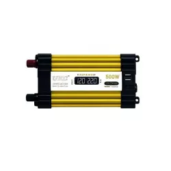 Автомобильный инвертор 12-220V 500Вт - 2xUSB, LCD-дисплей, Черно-желтый, Защита от перегрева thumbnail