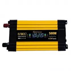 Автомобильный инвертор 12-220V 500Вт - 2xUSB, LCD-дисплей, Черно-желтый, Защита от перегрева thumbnail