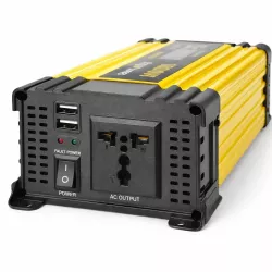 Автомобильный инвертор 12-220V, 1000Вт - 2 USB, LCD-дисплей, защита, черно-желтый thumbnail