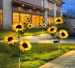 Садовый LED-светильник Подсолнух на солнечной батарее - 2 шт, IP65, 36 LED, автоматическое включение, высота 80 см thumbnail