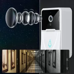 Умный видеозвонок с камерой HD - Wi-Fi подключение, двусторонняя связь, ночное видение, датчик движения, аккумулятор 1000 мАч, белый thumbnail