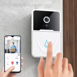 Умный видеозвонок с камерой HD - Wi-Fi подключение, двусторонняя связь, ночное видение, датчик движения, аккумулятор 1000 мАч, белый thumbnail