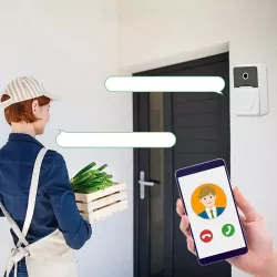 Умный видеозвонок с камерой HD - Wi-Fi подключение, двусторонняя связь, ночное видение, датчик движения, аккумулятор 1000 мАч, белый thumbnail