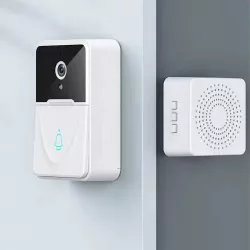 Умный видеозвонок с камерой HD - Wi-Fi подключение, двусторонняя связь, ночное видение, датчик движения, аккумулятор 1000 мАч, белый thumbnail