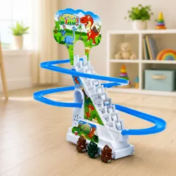Игровой набор трек-горка Cute Dino с автоматическим подъемником - 3 фигурки, световые и музыкальные эффекты thumbnail