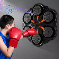 Настенный боксерский тренажер с Bluetooth - 6 сенсорных зон, подсветка, музыка, 32x32 см, перчатки в комплекте thumbnail