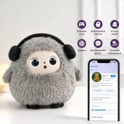 Интерактивная плюшевая игрушка с AI - голосовое управление, LED глаза, 22х25см, серый thumbnail